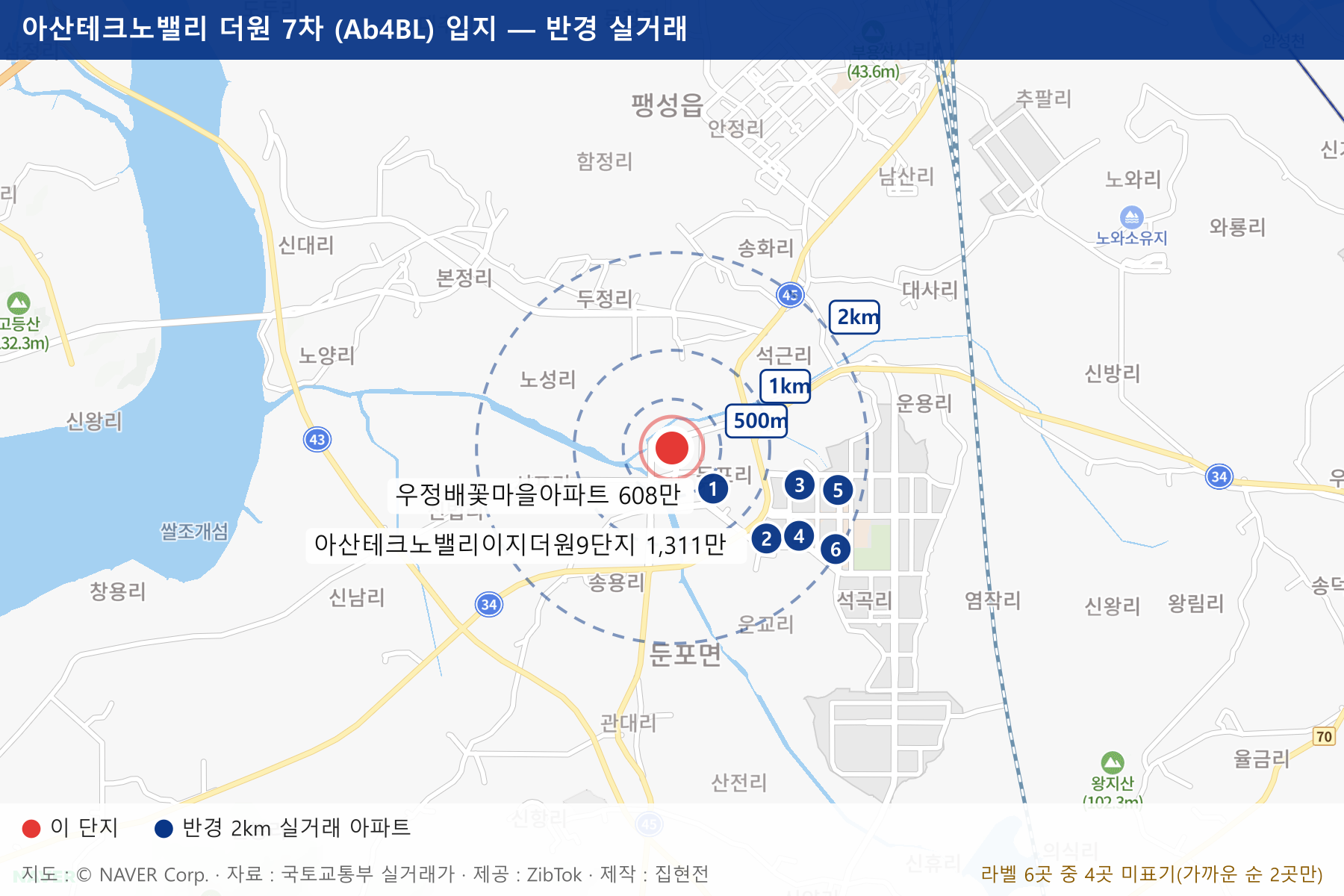 아산테크노밸리 더원 7차 (Ab4BL) 입지 지도