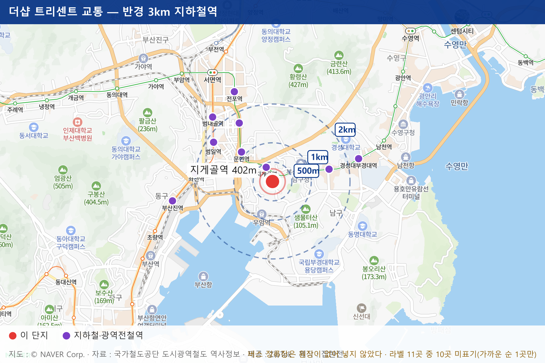 더샵 트리센트 교통 지도