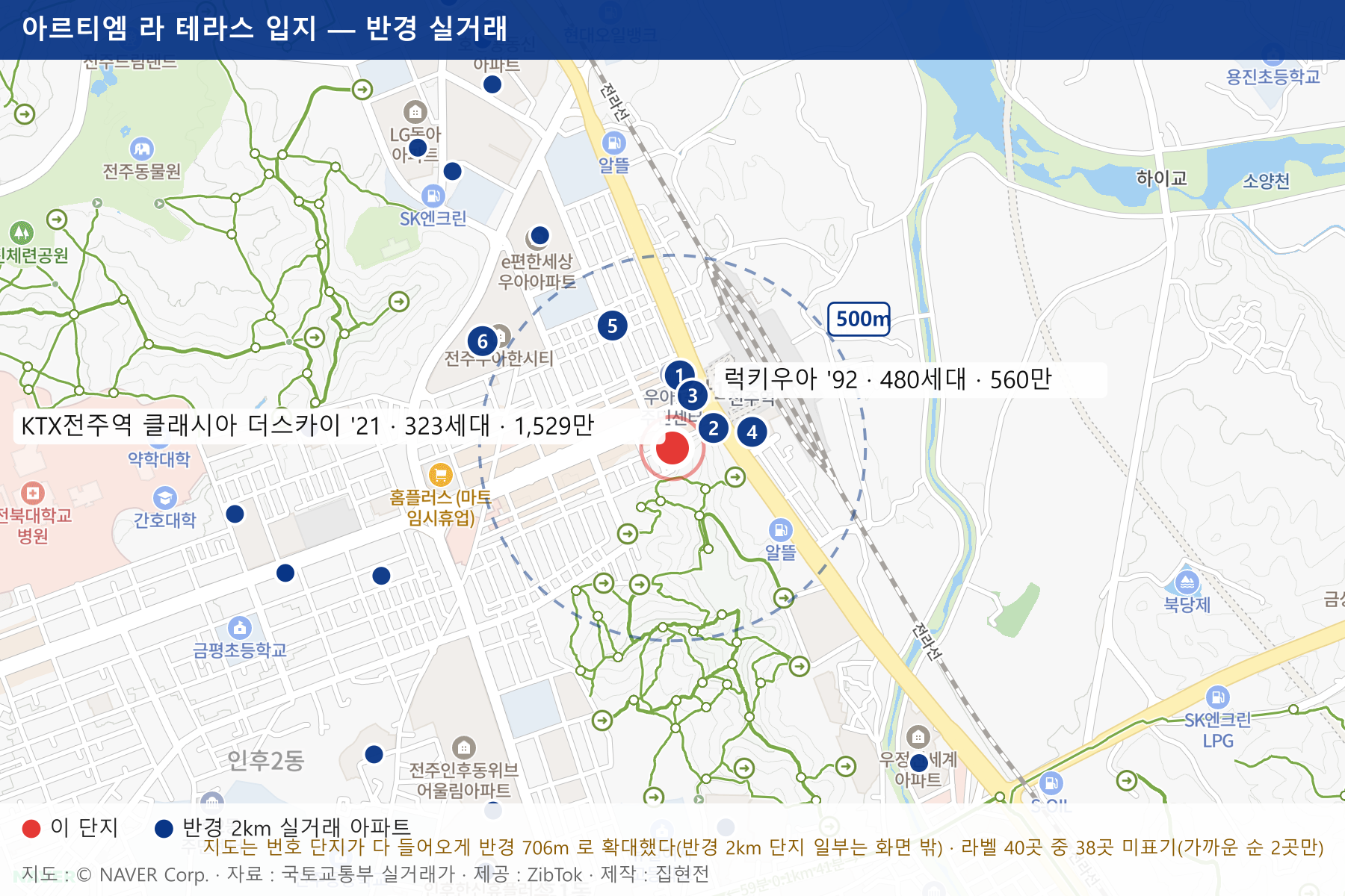 아르티엠 라 테라스 입지 지도