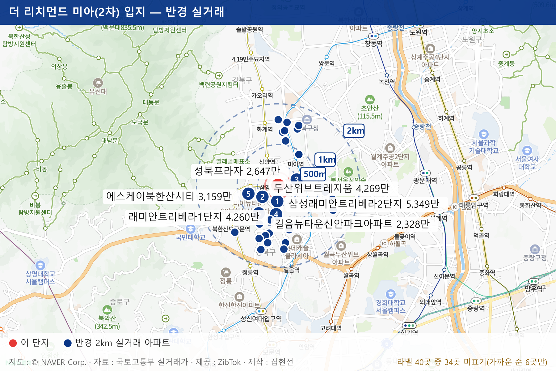 더 리치먼드 미아(2차) 입지 지도