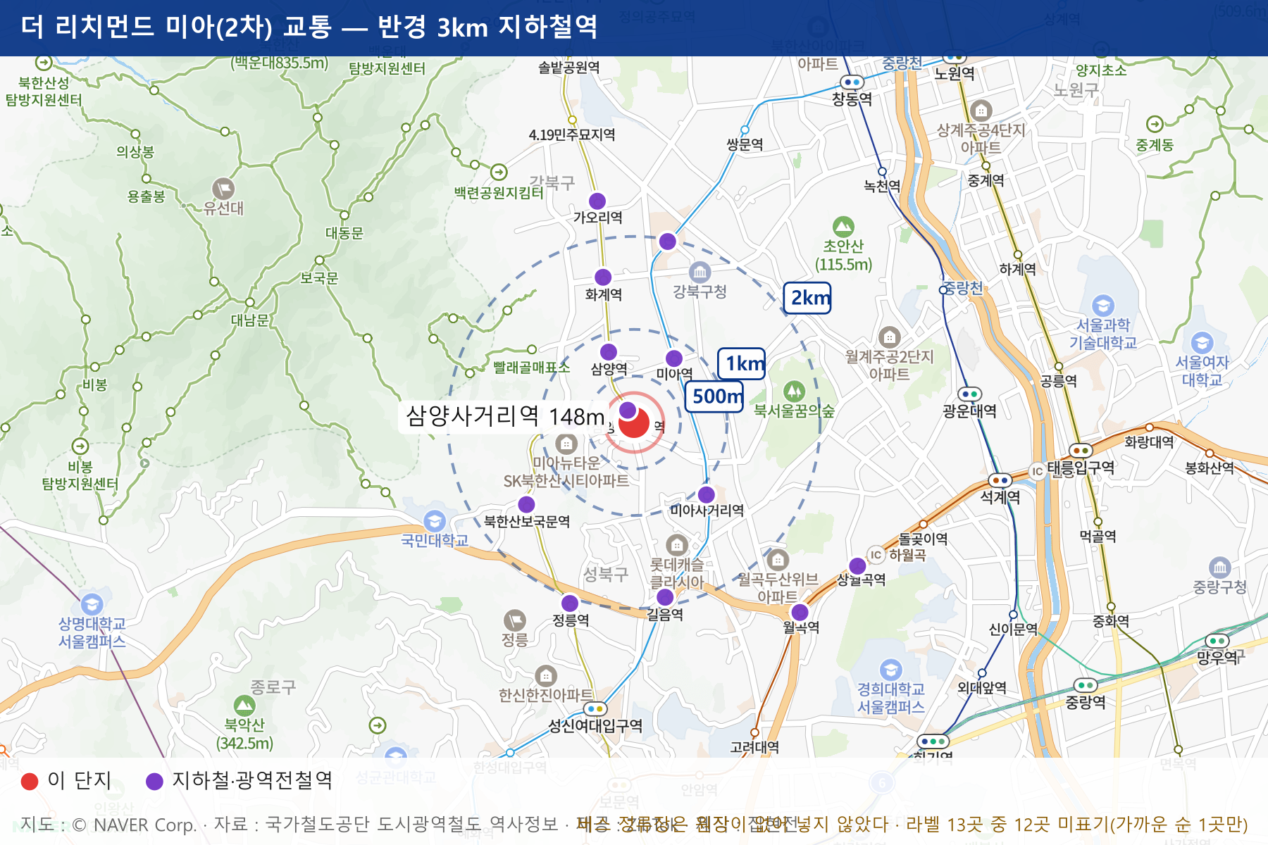 더 리치먼드 미아(2차) 교통 지도