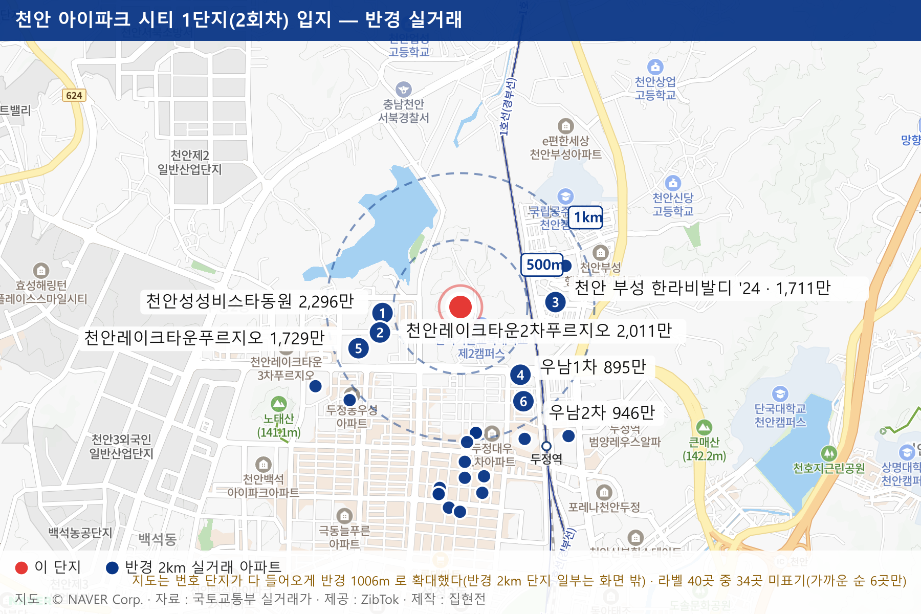 천안 아이파크 시티 1단지(2회차) 입지 지도