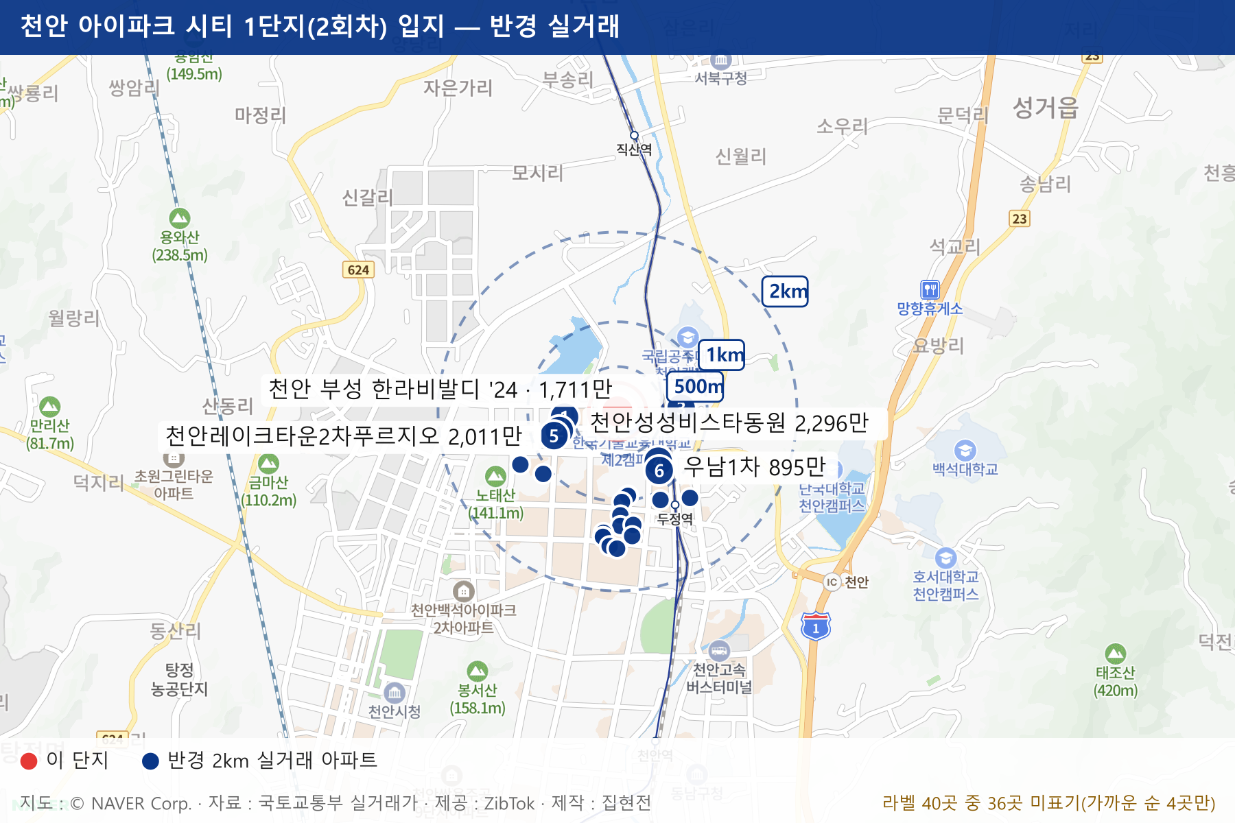천안 아이파크 시티 1단지(2회차) 입지 지도