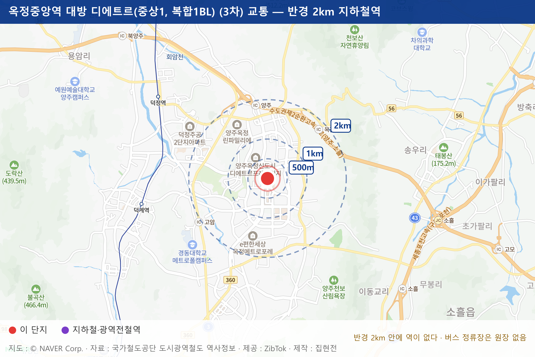 옥정중앙역 대방 디에트르(중상1, 복합1BL) (3차) 교통 지도