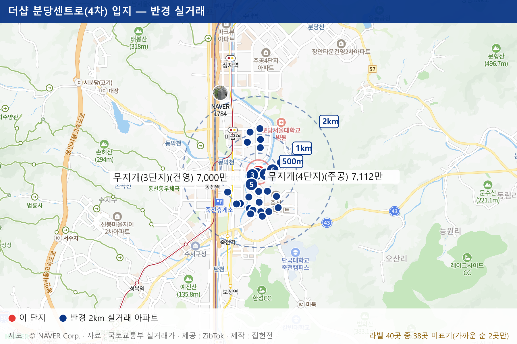 더샵 분당센트로(4차) 입지 지도