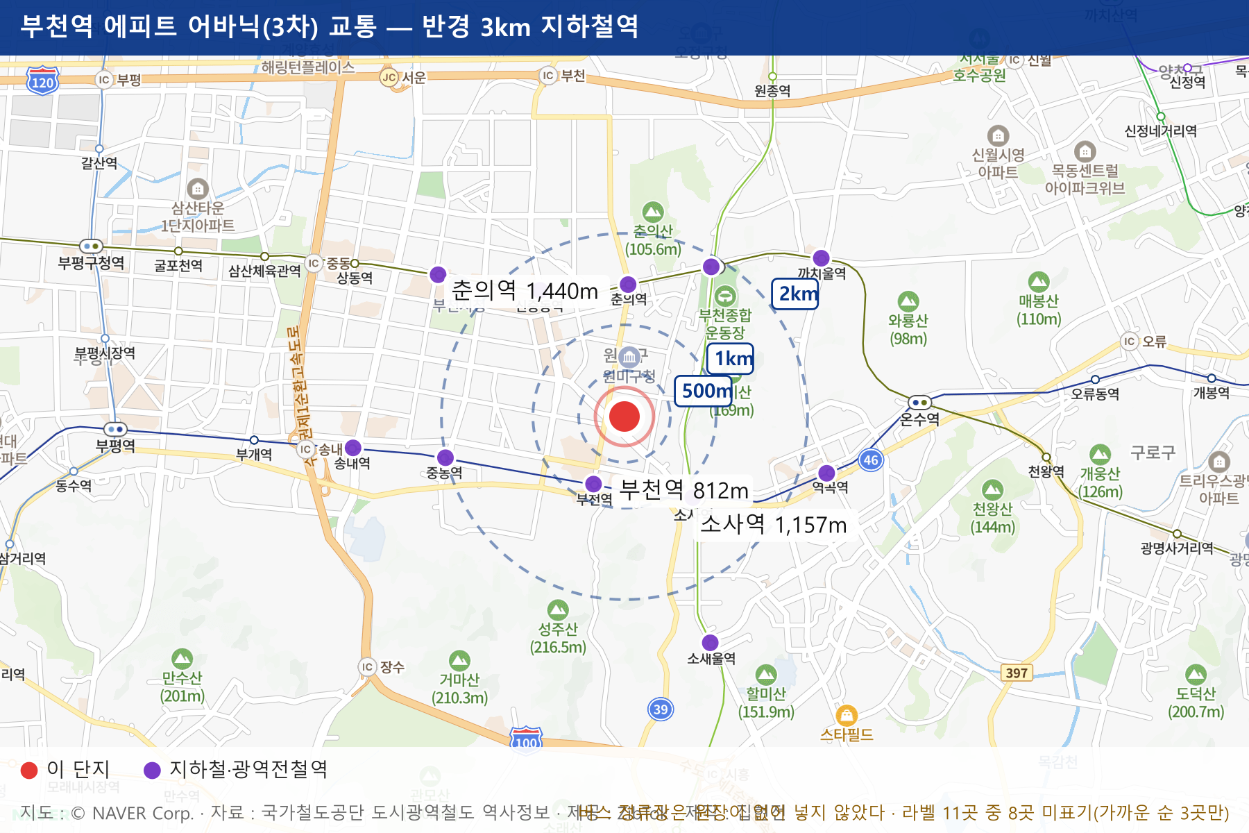 부천역 에피트 어바닉(3차) 교통 지도
