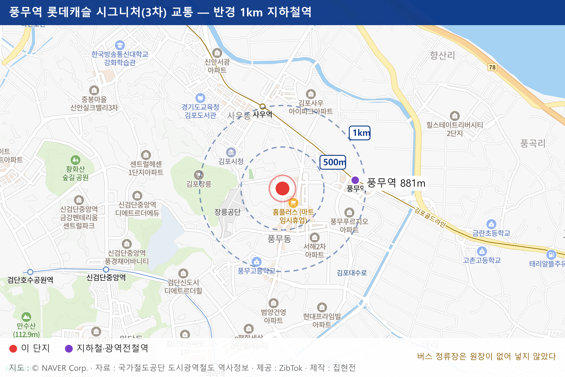 풍무역 롯데캐슬 시그니처(3차) 교통 지도