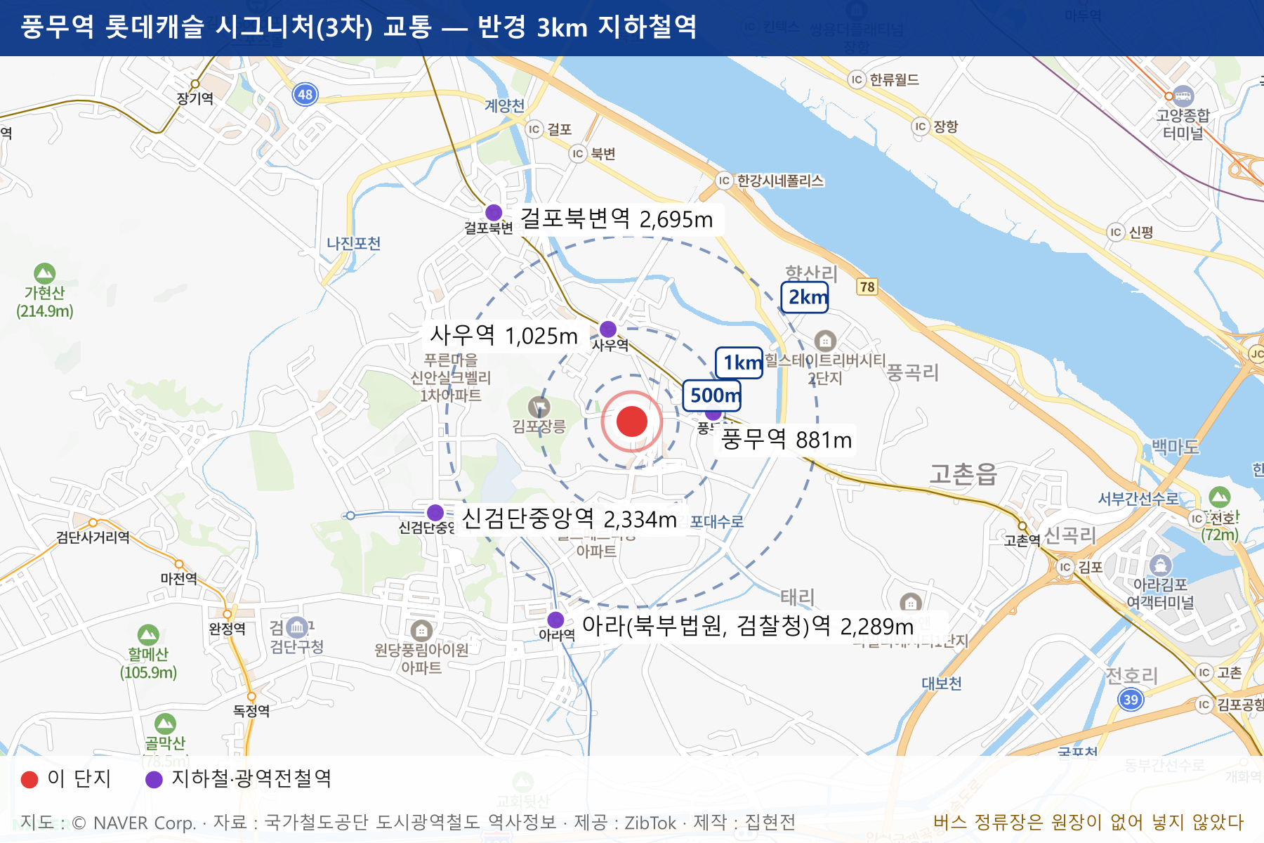 풍무역 롯데캐슬 시그니처(3차) 교통 지도
