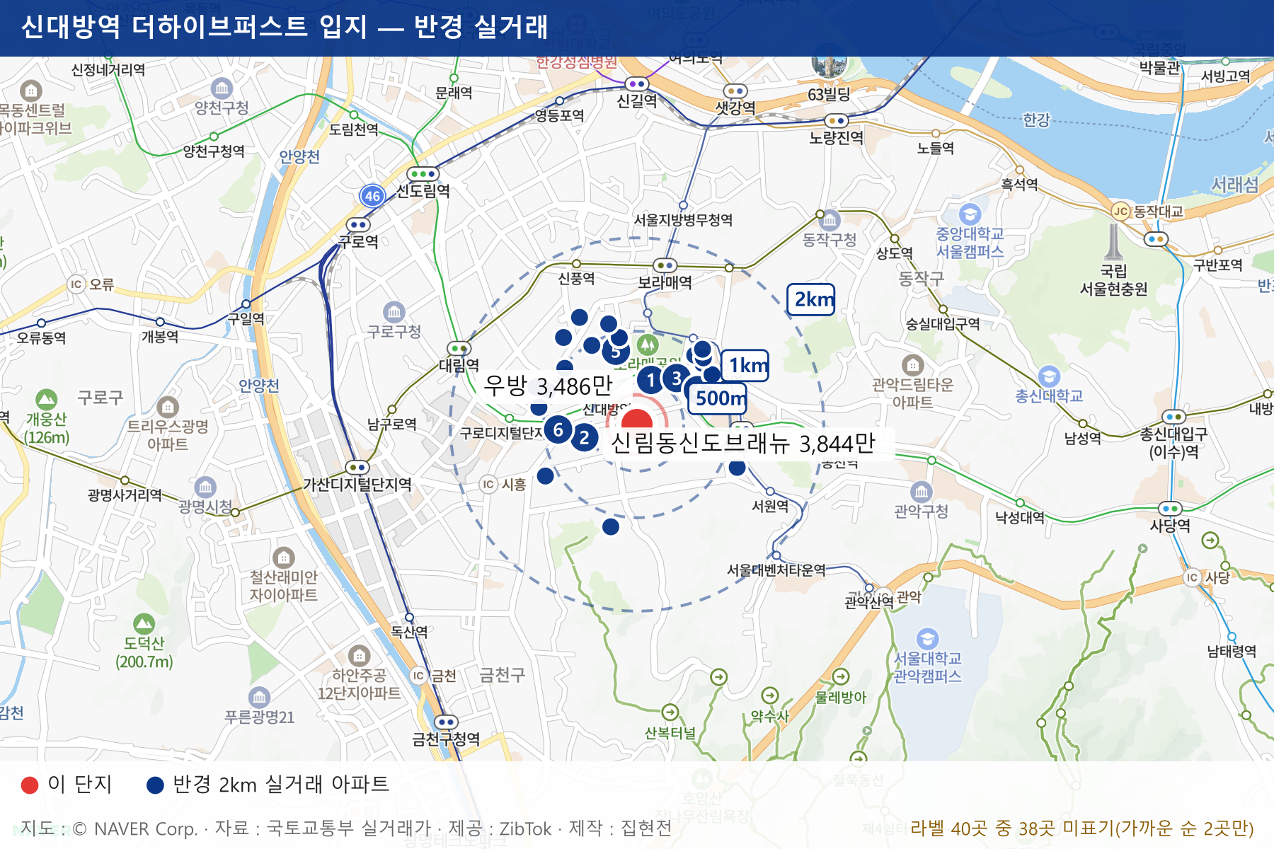 신대방역 더하이브퍼스트 입지 지도