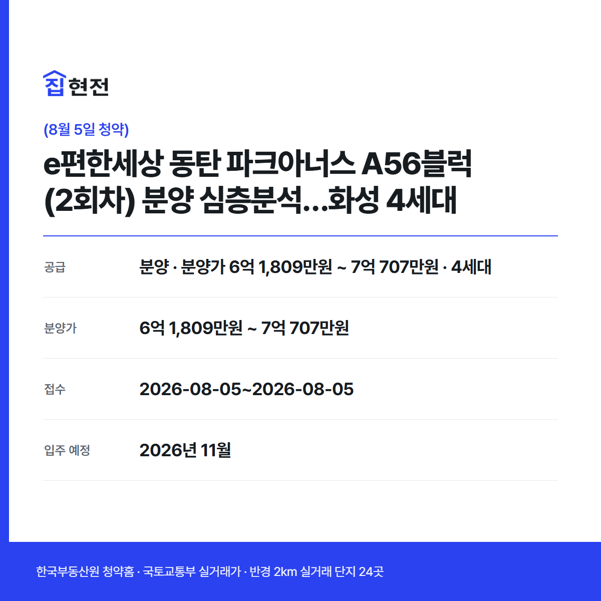 분양 · 무순위·잔여 2차 · 4세대 · 접수 2026-08-05~2026-08-05
