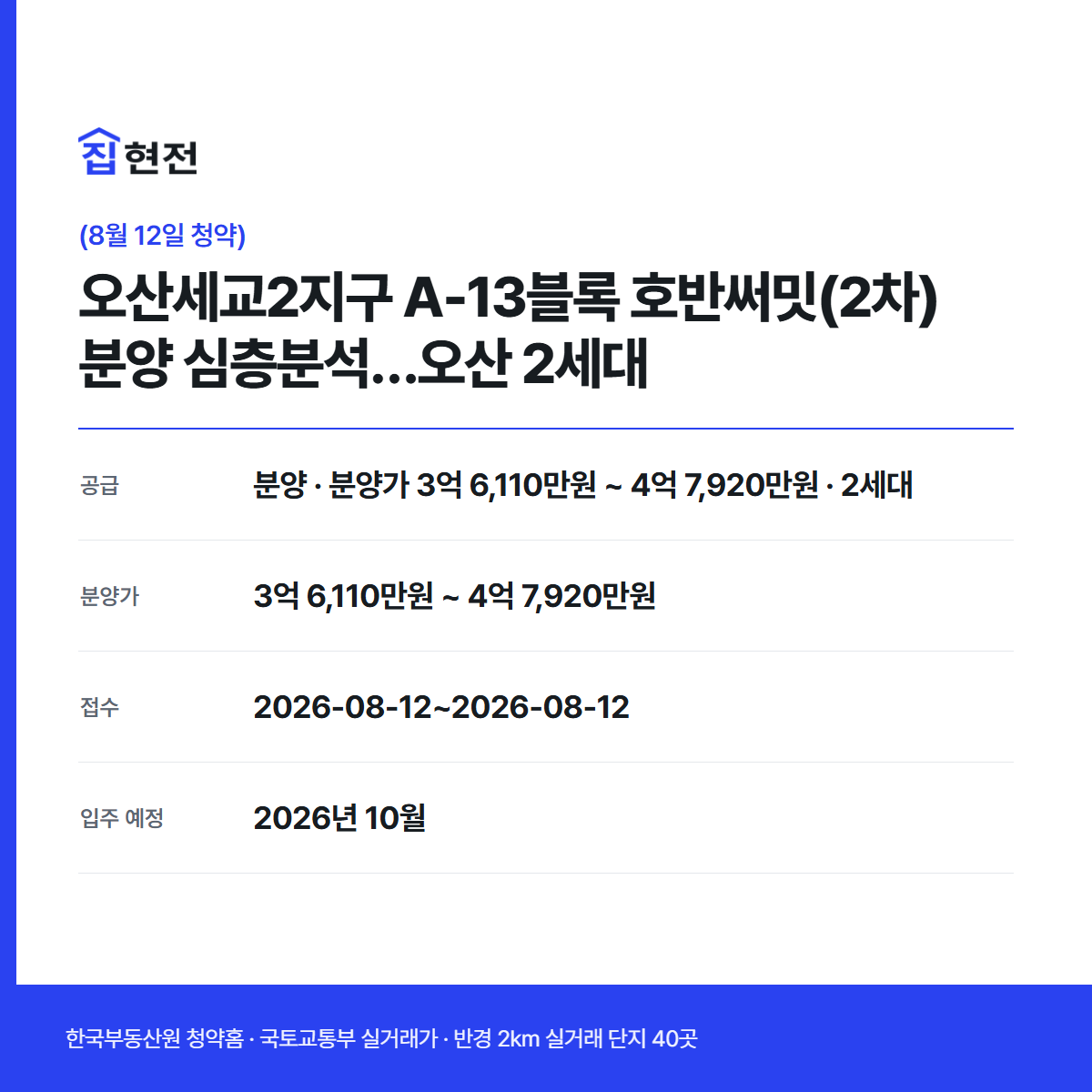 분양 · 무순위·잔여 2차 · 2세대 · 접수 2026-08-12~2026-08-12