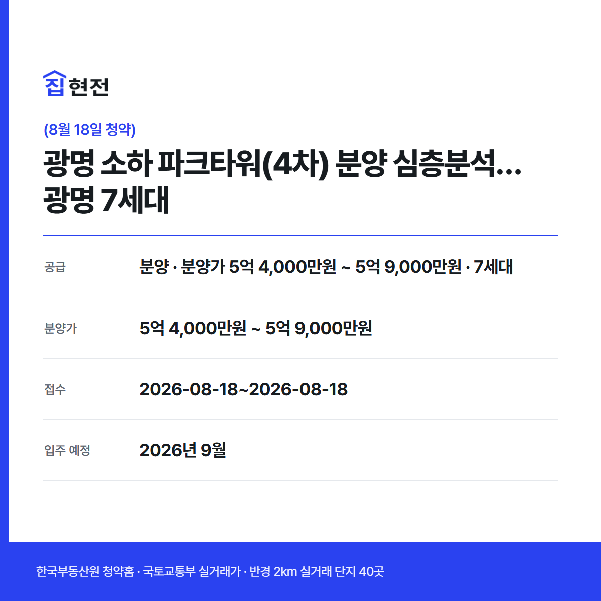 분양 · 무순위·잔여 4차 · 7세대 · 접수 2026-08-18~2026-08-18